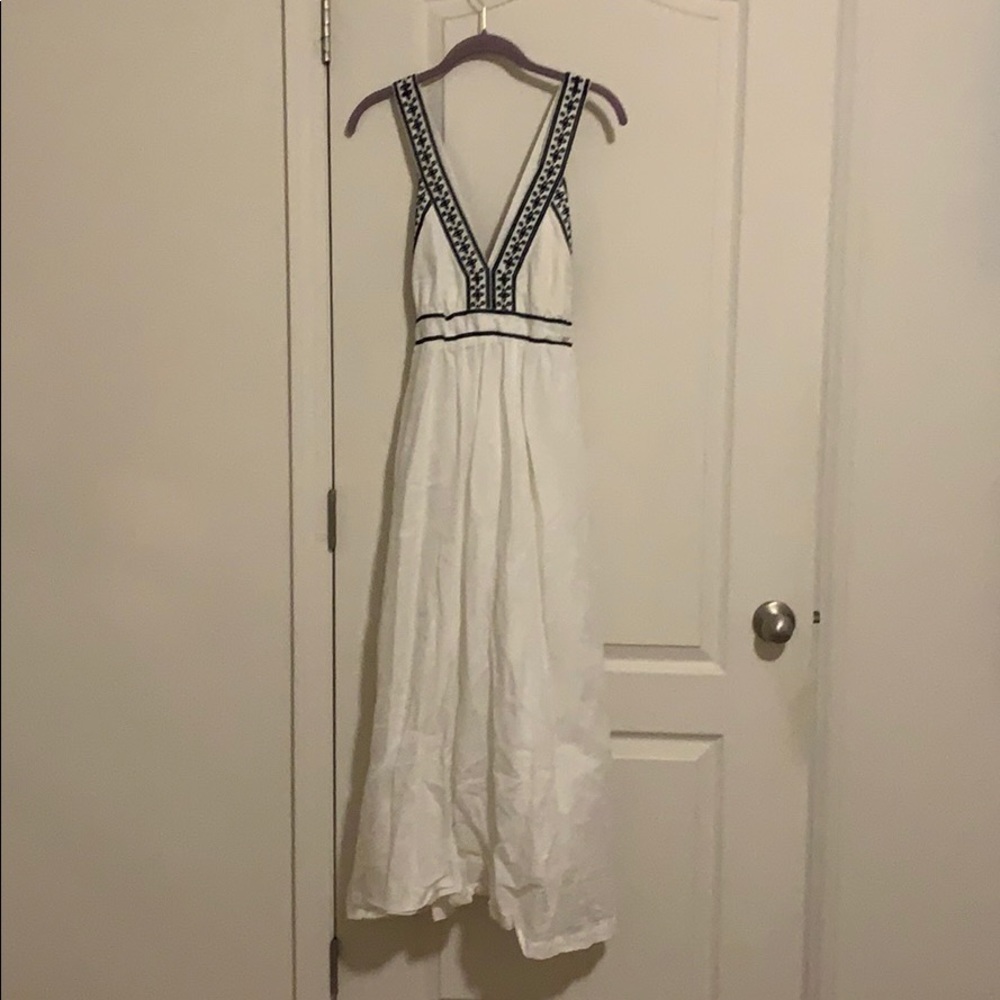 J.Crew white backless maxi dress with black trim